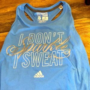 Adidas “I don’t Sparkle I Sweat” tank razor back- S